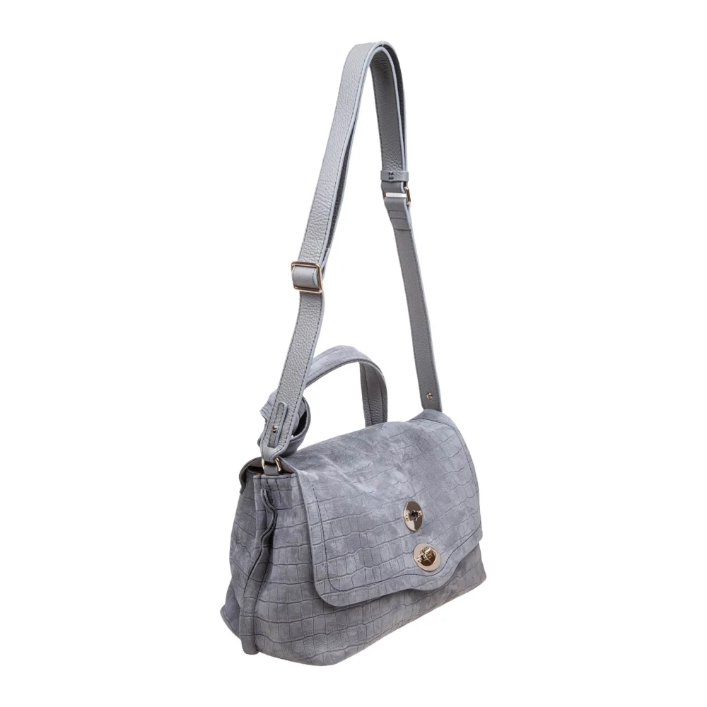 Zanellato Grijze Krokodillenprint Postman Tas Gray Dames