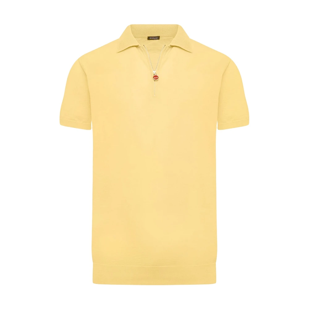 Kiton Gul Bomull Dragkedja Polo Tröja Yellow, Herr