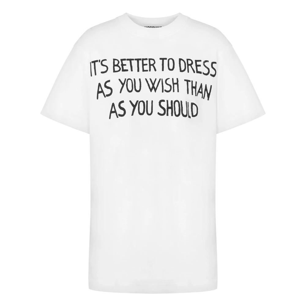 Moschino Bedrukt Crew Neck T-shirt Wit White Dames