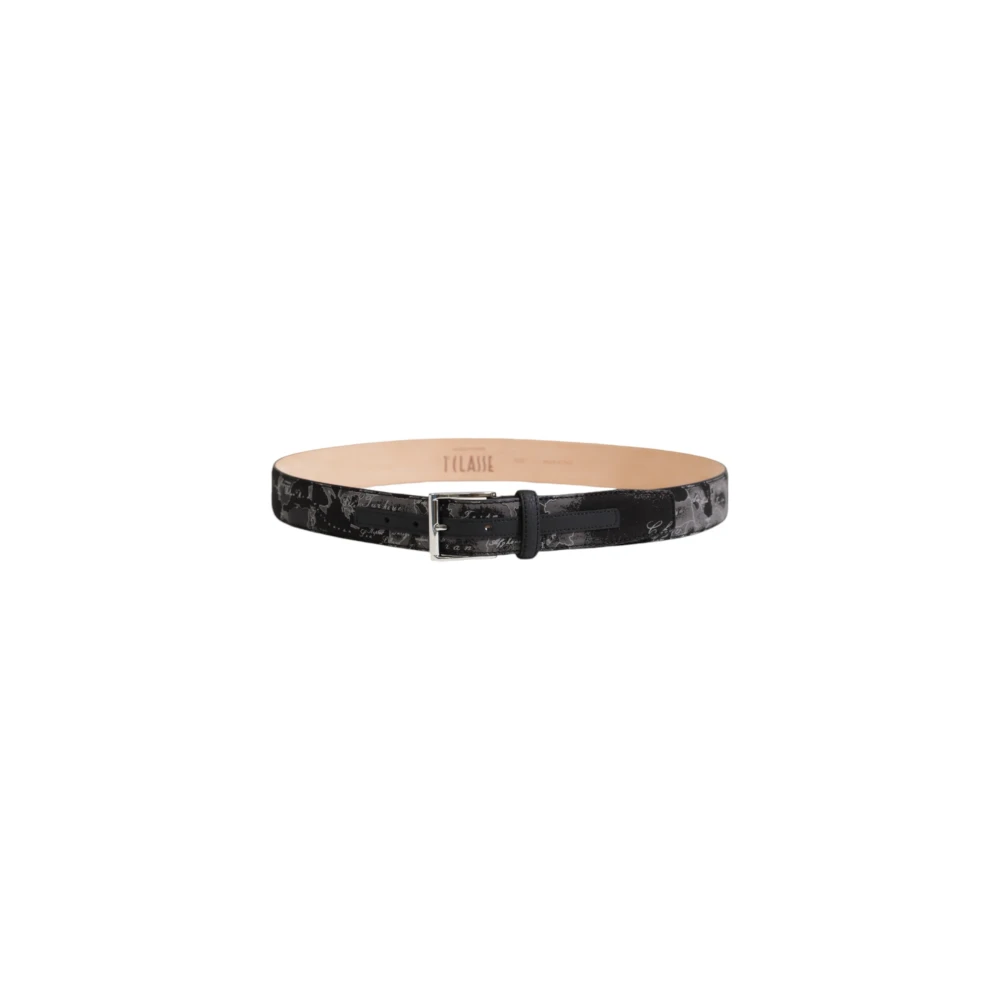 Alviero Martini 1a Classe Gestructureerde Designer Riem Zwart Herfst Winter Black Heren