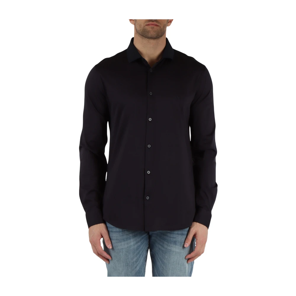 Armani Exchange Men's Blue Casual Shirts, M, Classic Slim Fit Cotton Shirt