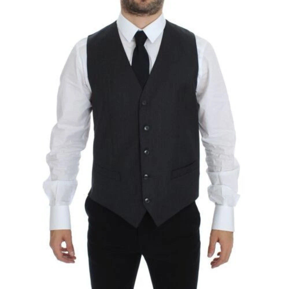 Dolce & Gabbana Elegante grijze wollen formele jurkvest Gray Heren