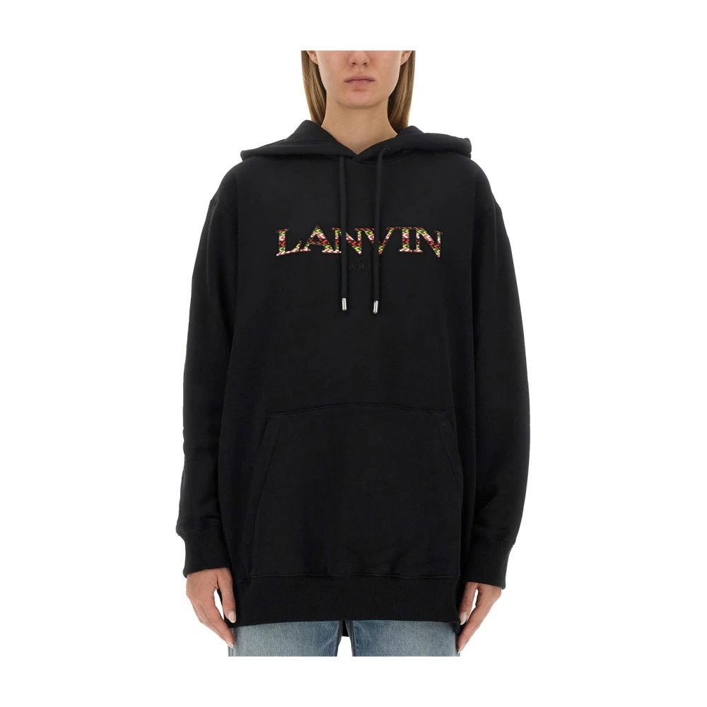 Lanvin Logo Katoenen Sweatshirt Gemaakt in Italië Black Dames