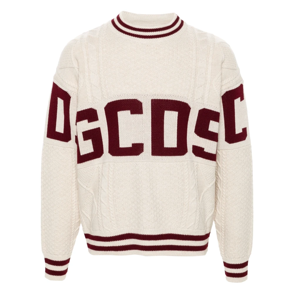 Gcds Logo Braids Sweater Beige Heren