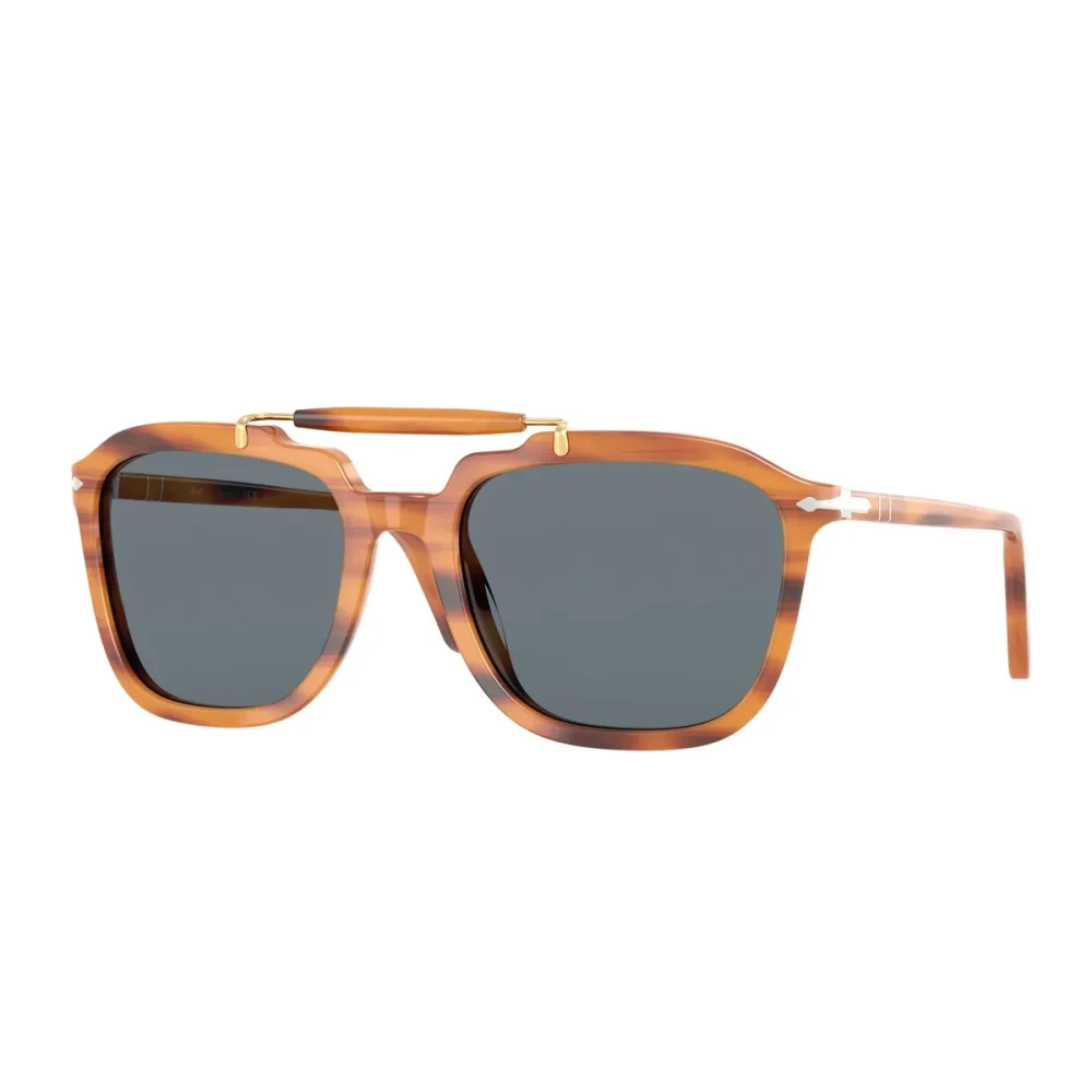Persol Unisex Brown Sunglasses, 57 Mm, Senna Series Sunglasses With Blue Lenses