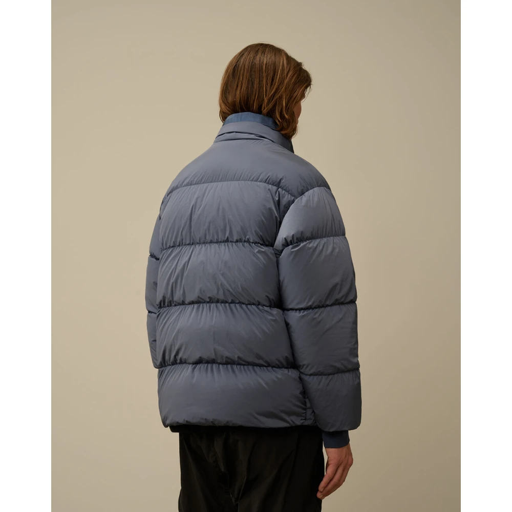C.P. Company Stijlvolle Medium Jas Zonder Capuchon Blue Heren
