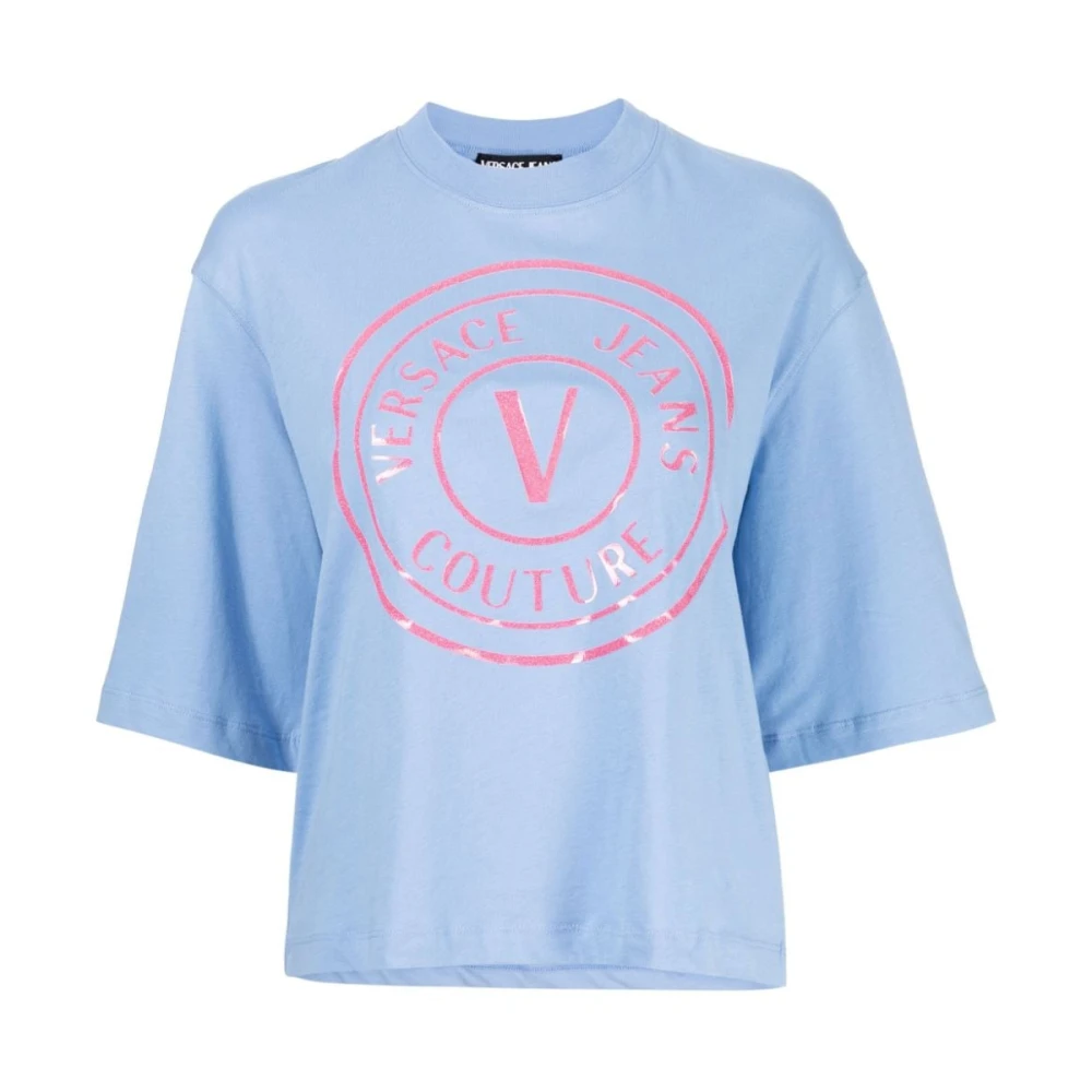 Versace Jeans Couture Heldere Blauwe T-Shirts Polos Blue Dames