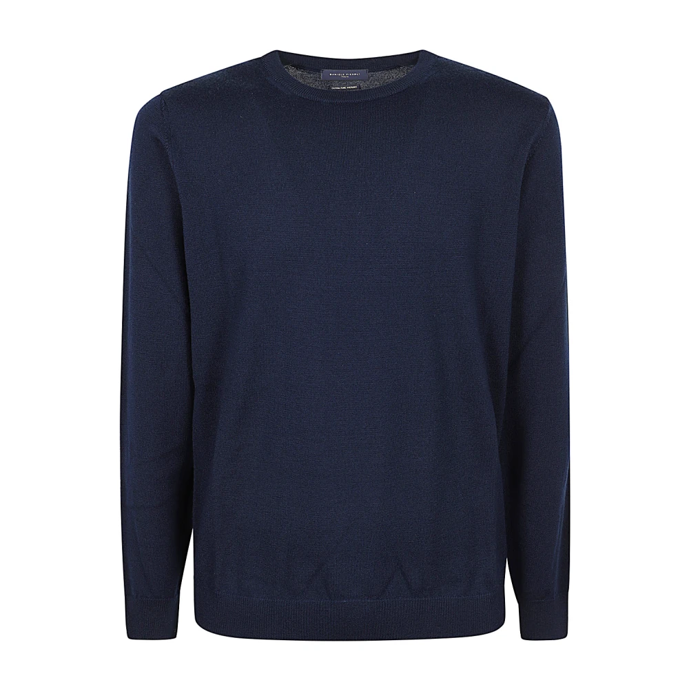 Daniele Fiesoli Merino Wol Kraagloze Trui Blue Heren