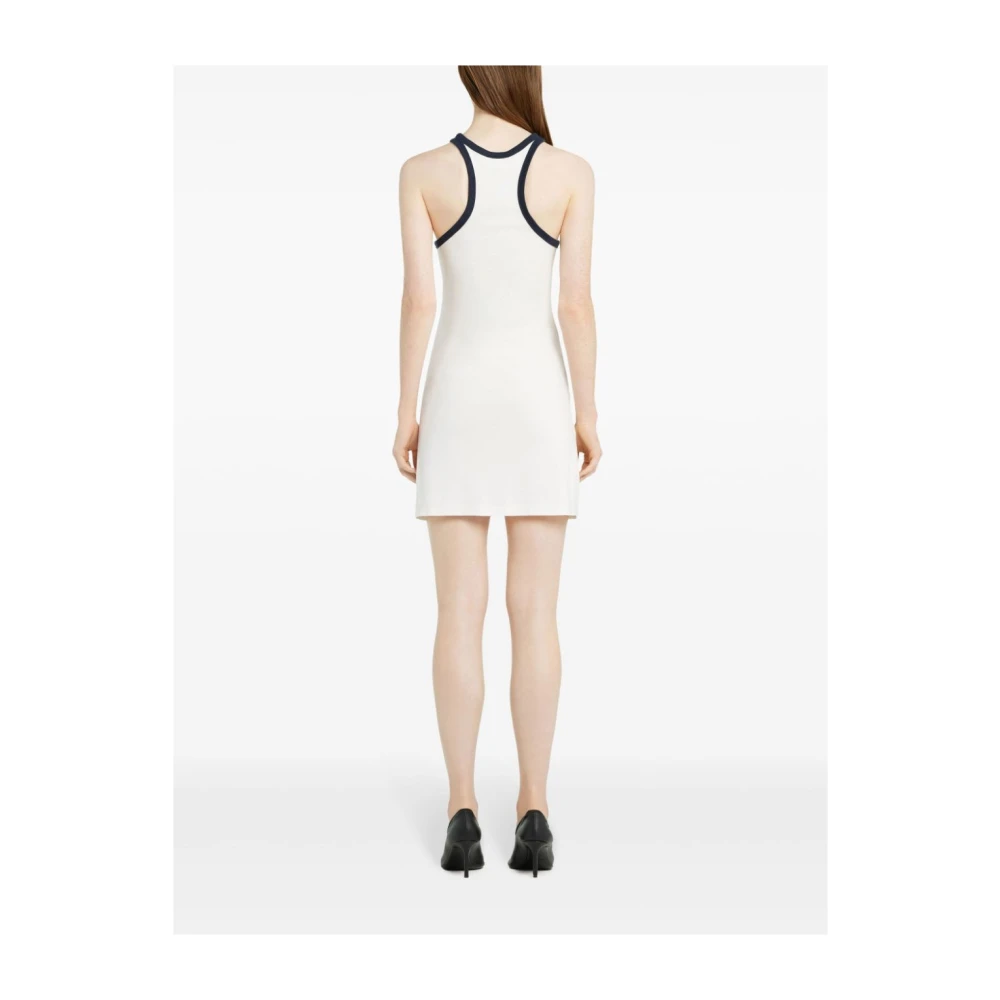 Courrèges Witte Mini Jurk met Blauwe Piping White Dames
