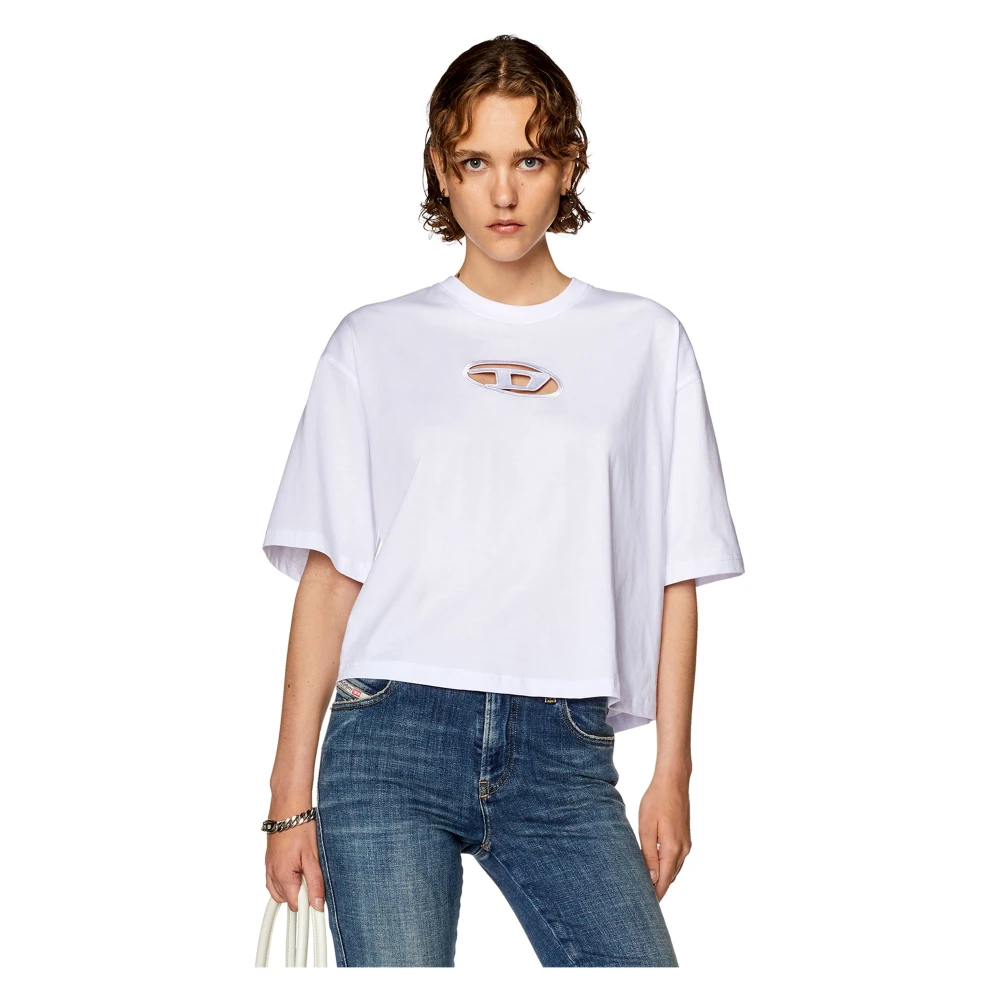 Diesel Boxy T-shirt with embroidered D White Dames