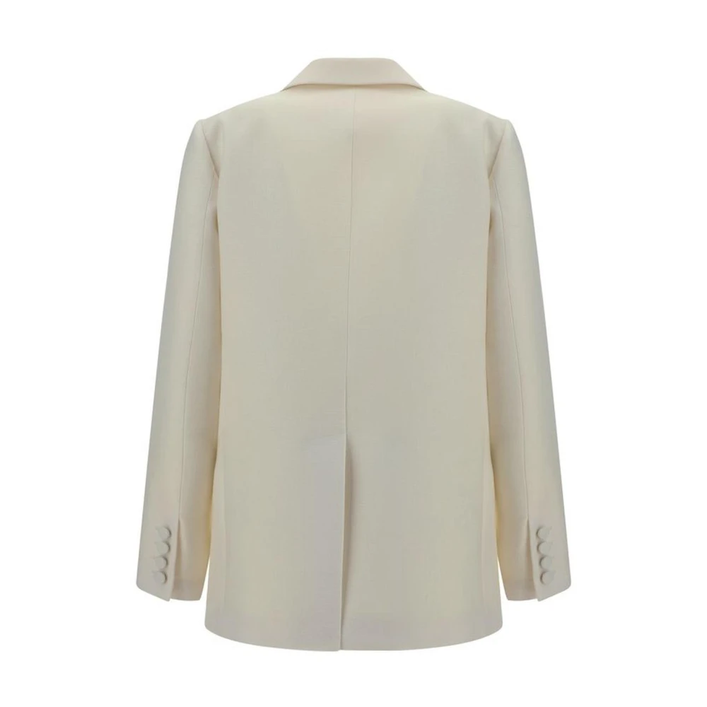 Valentino Gestructureerde wollen blazerjas met revers White Dames