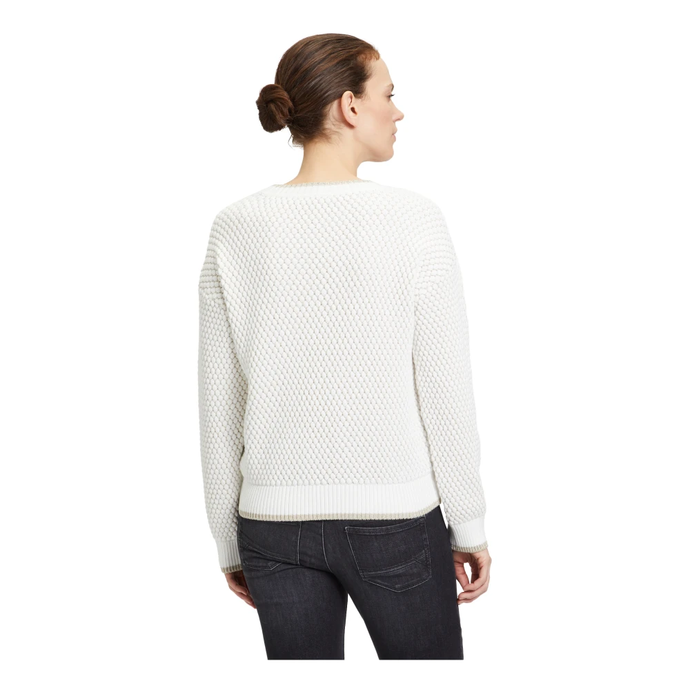 Betty & Co Gestreepte Gebreide Trui White Dames