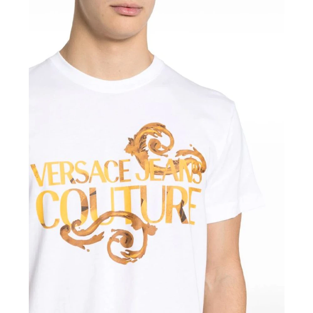 Versace Jeans Couture Wit Barok Gouden Logo T-shirt White Heren