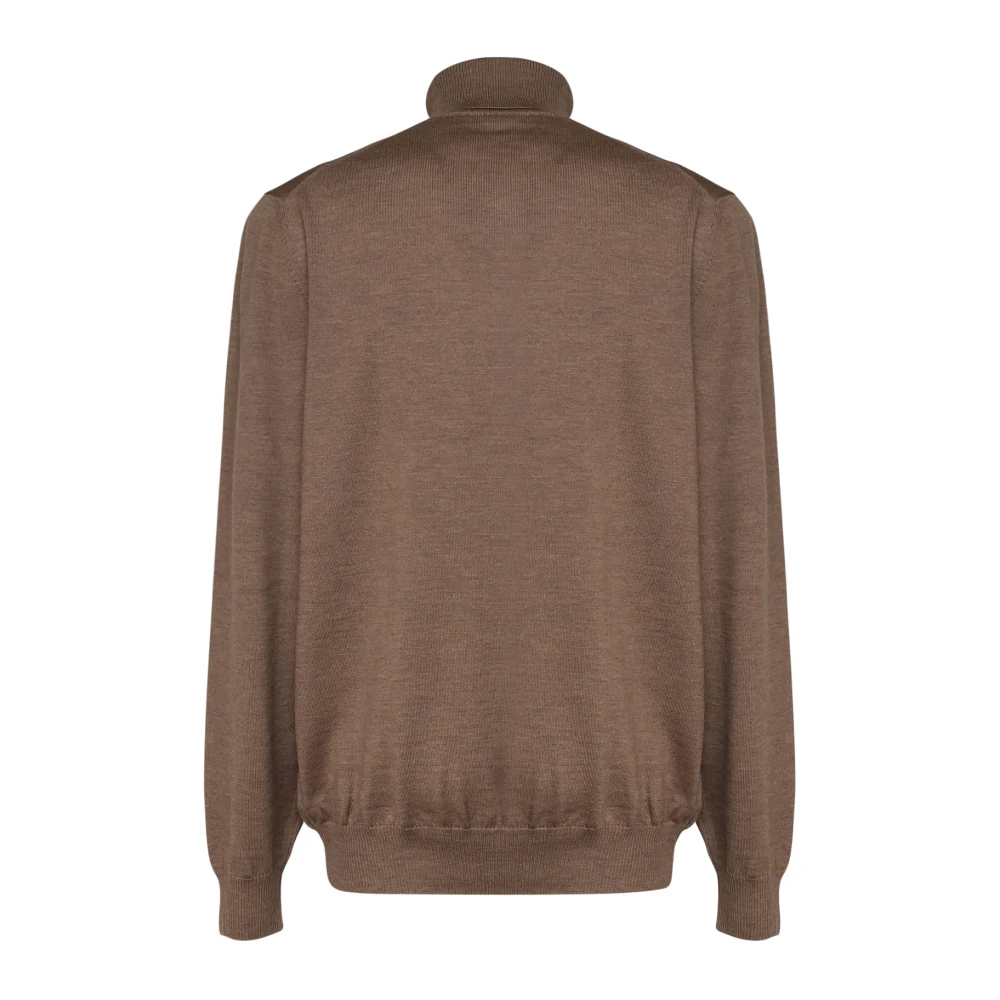 Fay Taupe Virgin Wol Hoge Kraag Trui Beige Heren