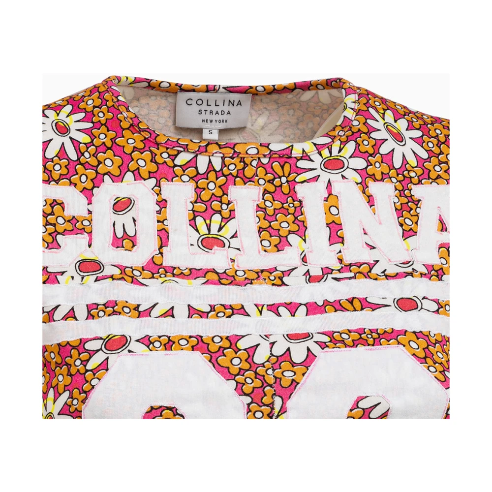 Collina Strada Bloemenprint Crew Neck T-Shirt Pink Dames