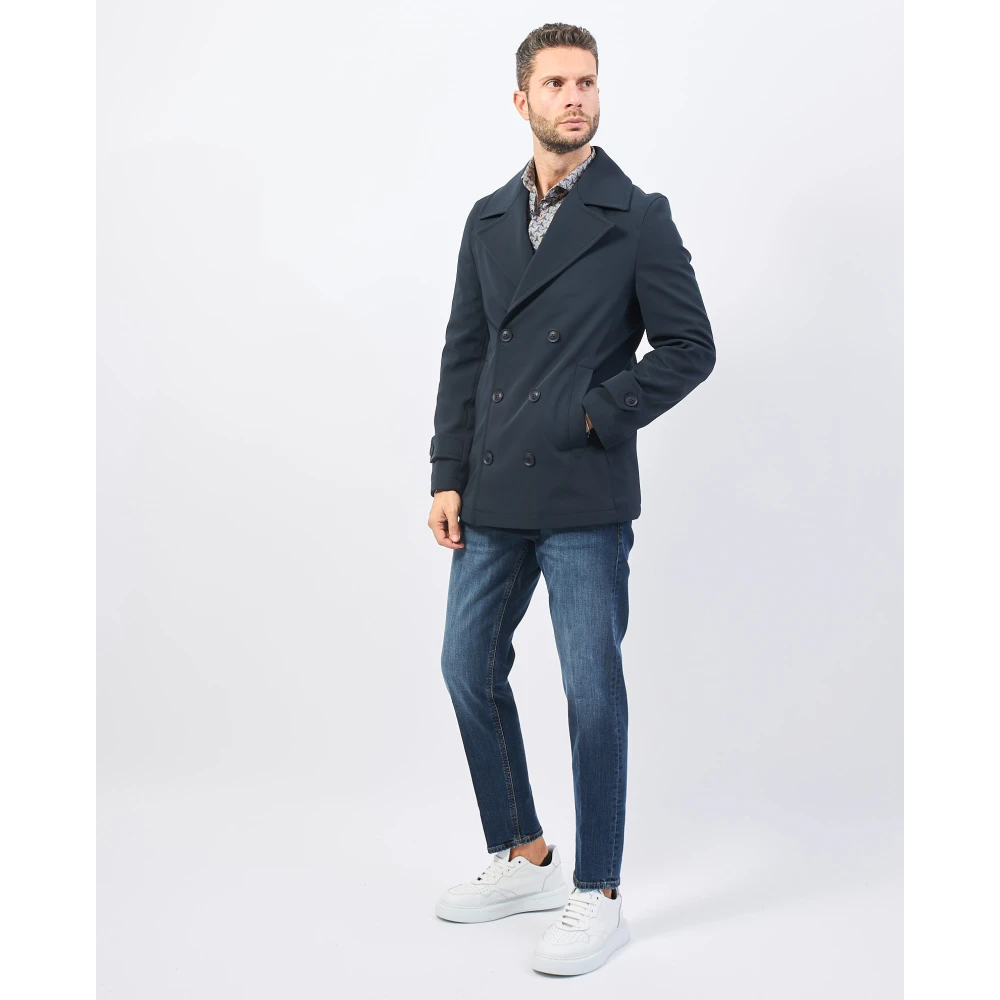 Mulish Blauwe dubbelrijige jas voor mannen Blue Heren