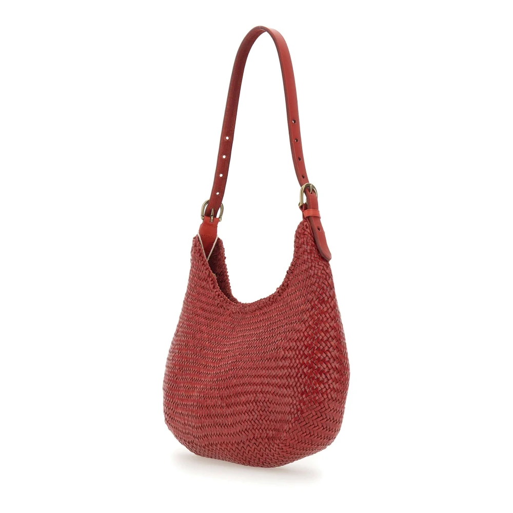 Dragon Diffusion Rode leren schoudertas Luna Mezza Red Dames