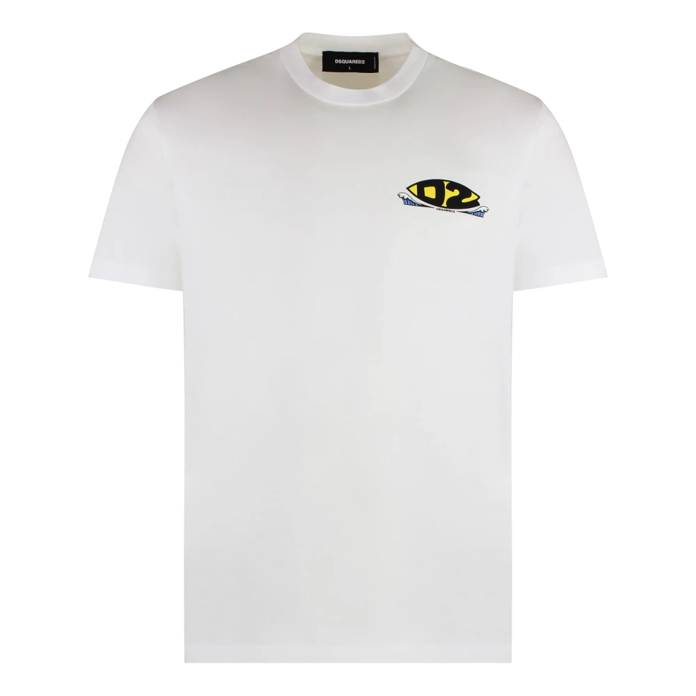 Dsquared2 Geribbelde ronde hals katoenen T-shirt White Heren
