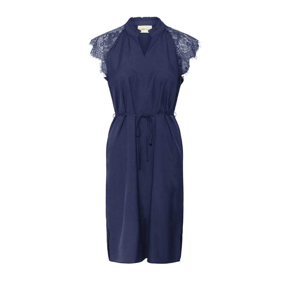 Cream Blue Crnola Lace Dress - Female - Short Dresses - M - Dresses