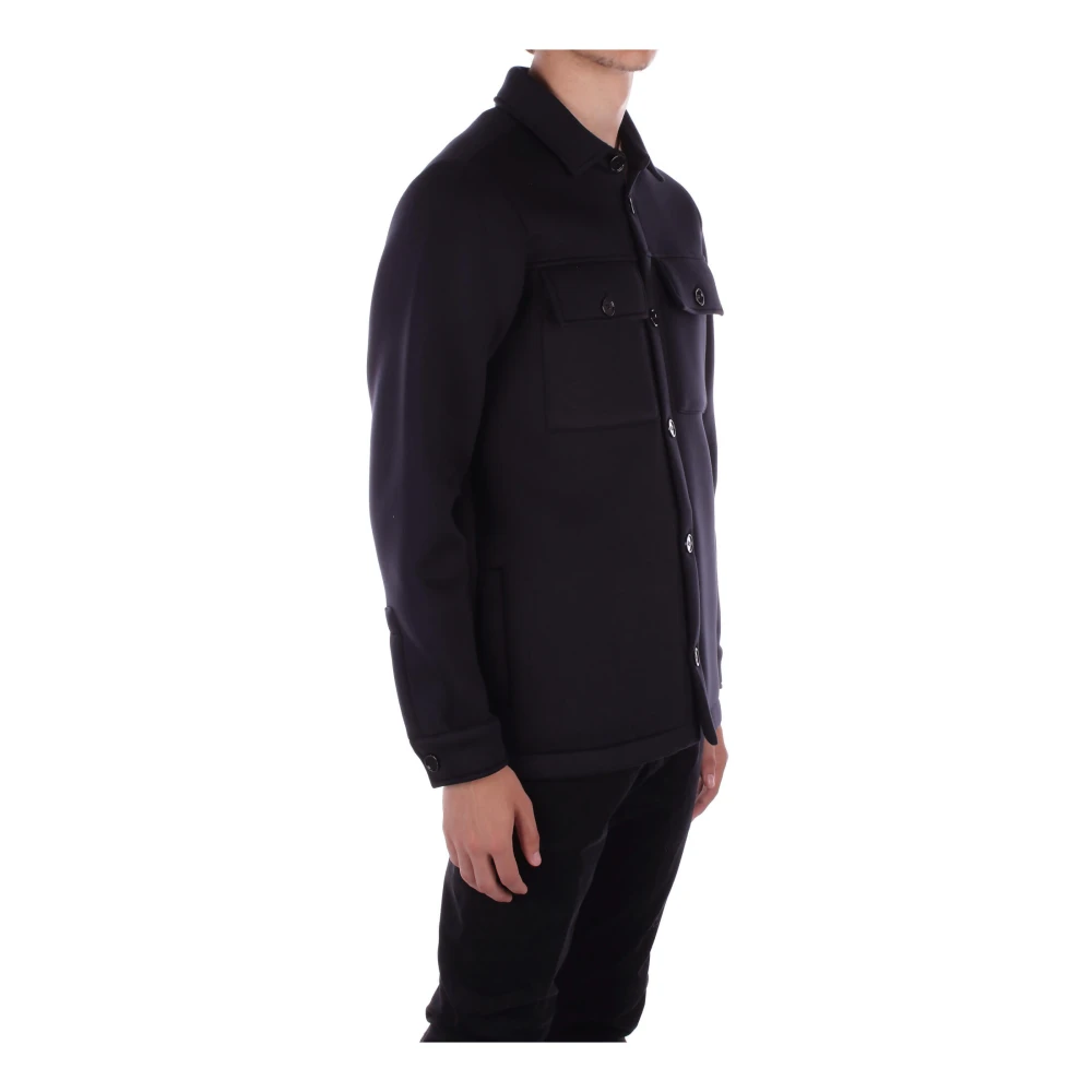 Dondup Blauwe Jassen met Logo Achterkant Blue Heren