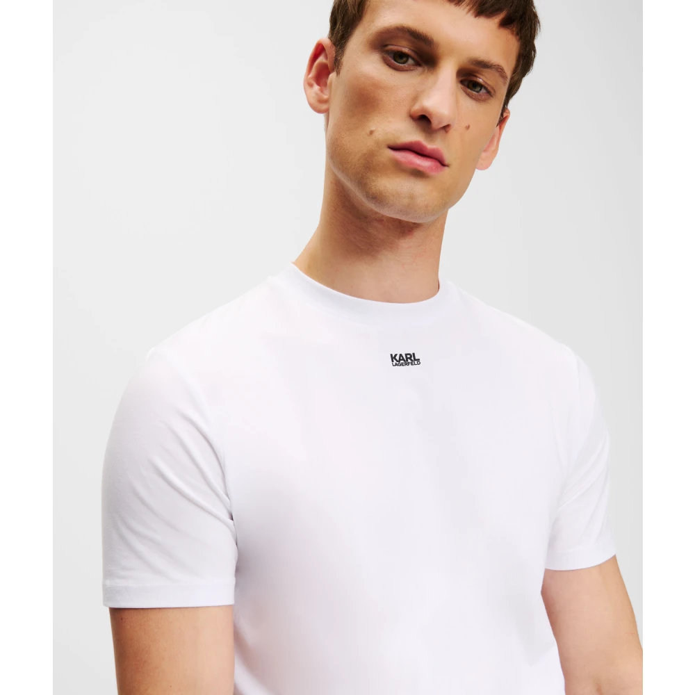 Karl Lagerfeld Baltisch T-shirt met contrasterend logo bij de hals White Heren