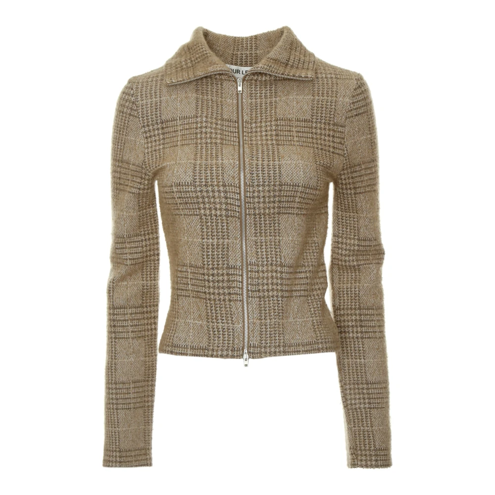 Our Legacy Geruite Gebreide Jas met Rits Beige Dames