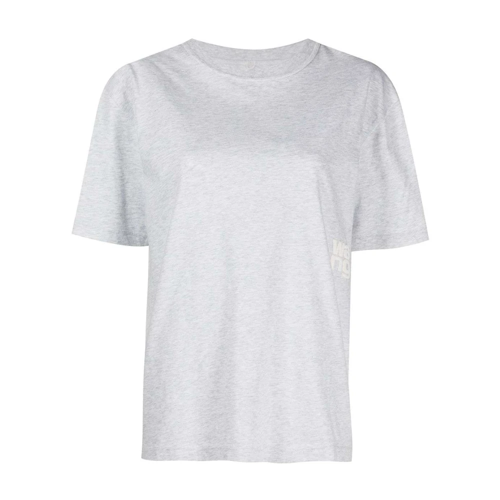 Alexander wang Logo-Print Grijs Katoenen T-Shirt Gray Dames