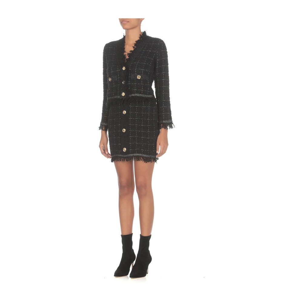 pinko Zwarte Wollen Rok met Franjes Black Dames