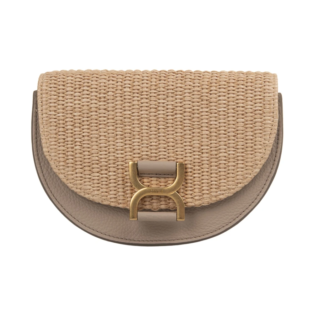 Chloé Raffia Flap Mini Tas Bruin Brown Dames