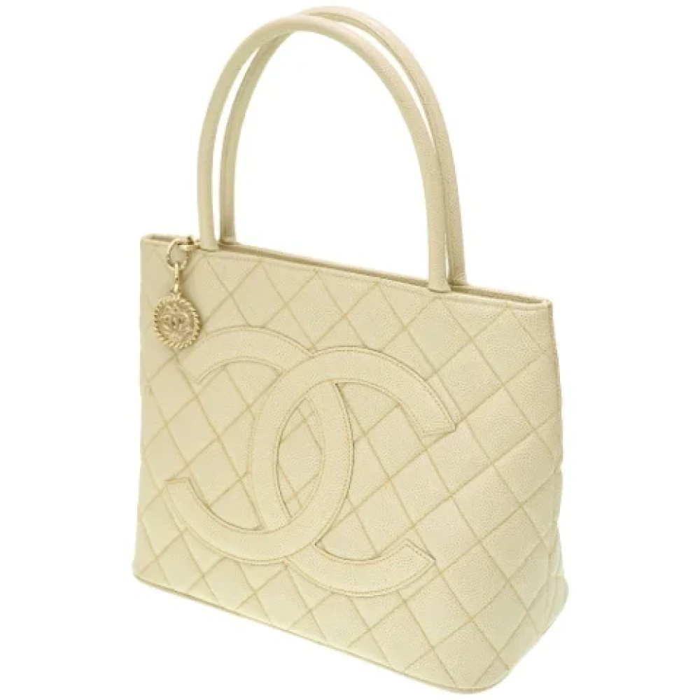Chanel Vintage Pre-owned Leather totes Beige Dames