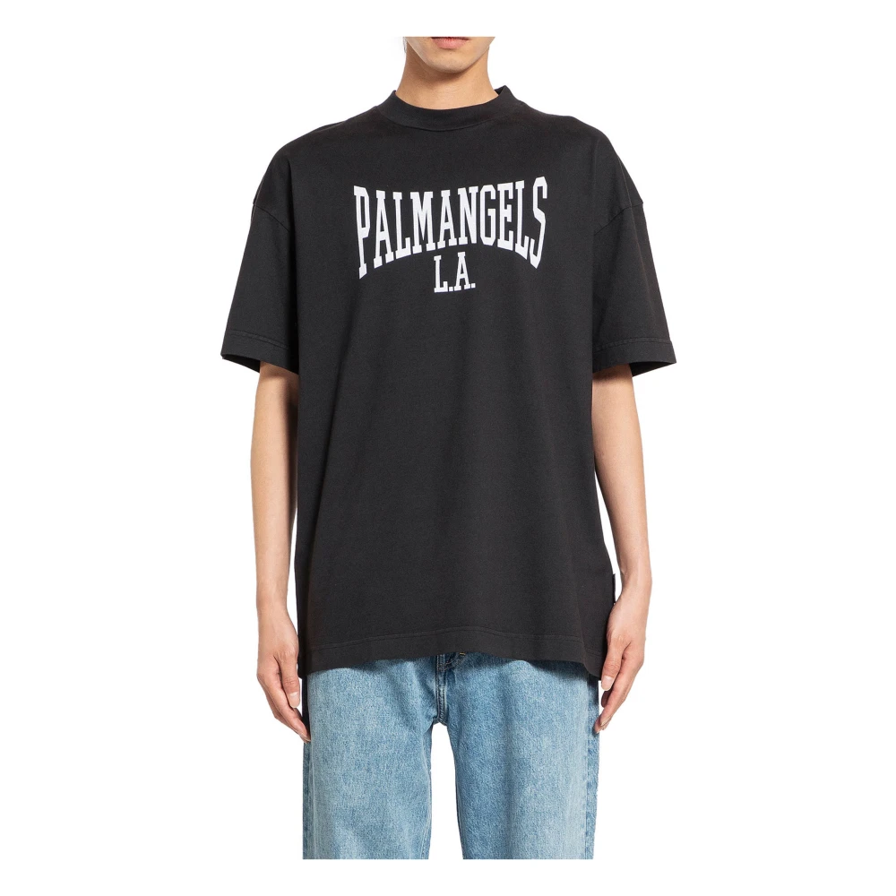 Palm Angels Klassieke College Tee Zwart Off White Black Heren