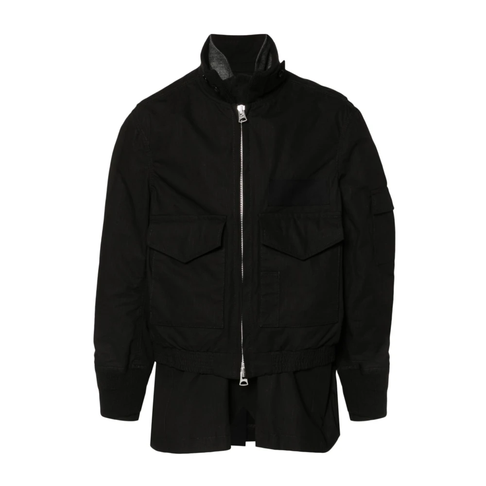 Sacai Zwarte Ripstop Laagjesjas Black Heren