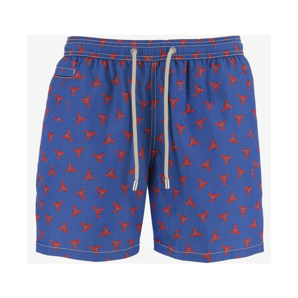 Mc2 Saint Barth Mannelijk Blauw Badmode Heren, M, Nylon, Nylon Zwembroek Met Gedrukt Patroon