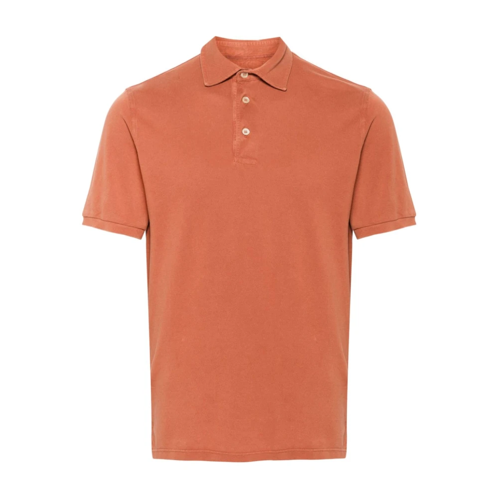 Fedeli Slim Fit Katoenen Polo Shirt Orange Heren