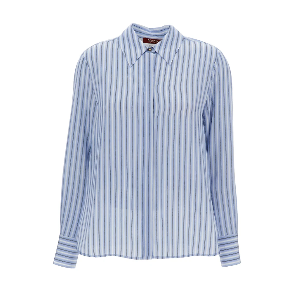 Max Mara Studio Blue Shirts, Female, M, Striped Silk Shirt