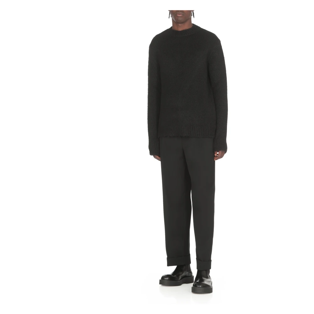 Jil Sander Zwarte Alpaca Crewneck Sweater Black Heren