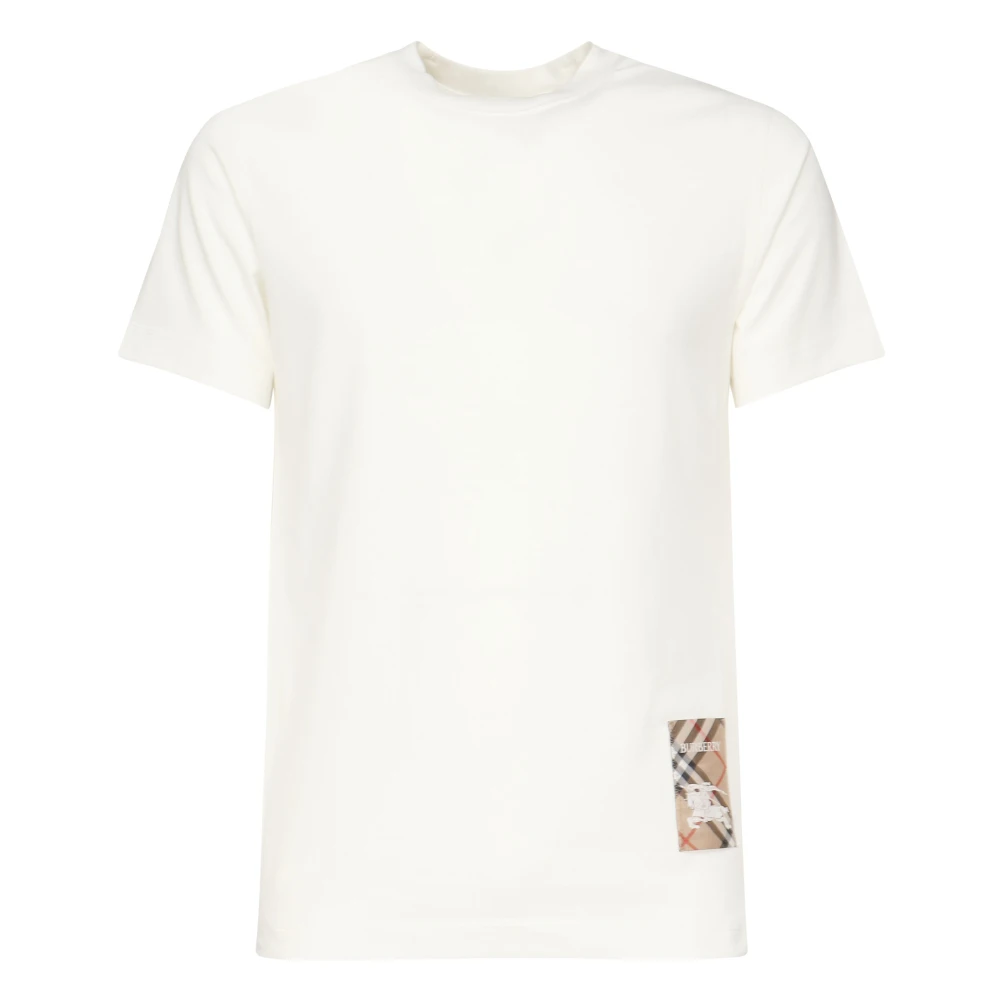 Burberry Wit T-shirt met Check Design White Heren