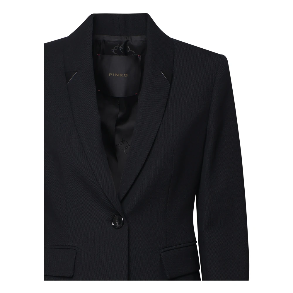 pinko Zwarte double-breasted jas met revers Black Dames