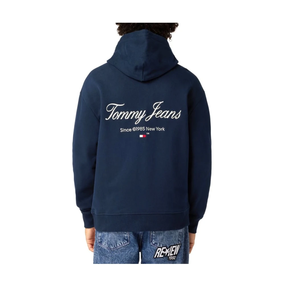 Tommy Jeans Geborduurde Logo Rits Hoodie Blauw Blue Heren