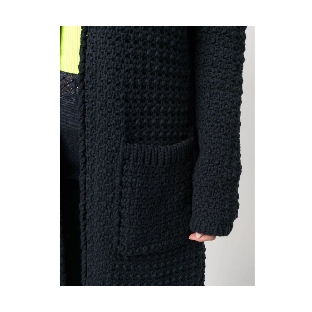 Antonino Valenti Donkerblauwe Chunky-Gebreide Rande Cardi-Jas Blue Dames