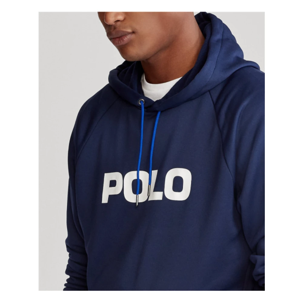 Polo Ralph Lauren Navy Blauwe Hoodie met Kangaroo Zak Blue Heren