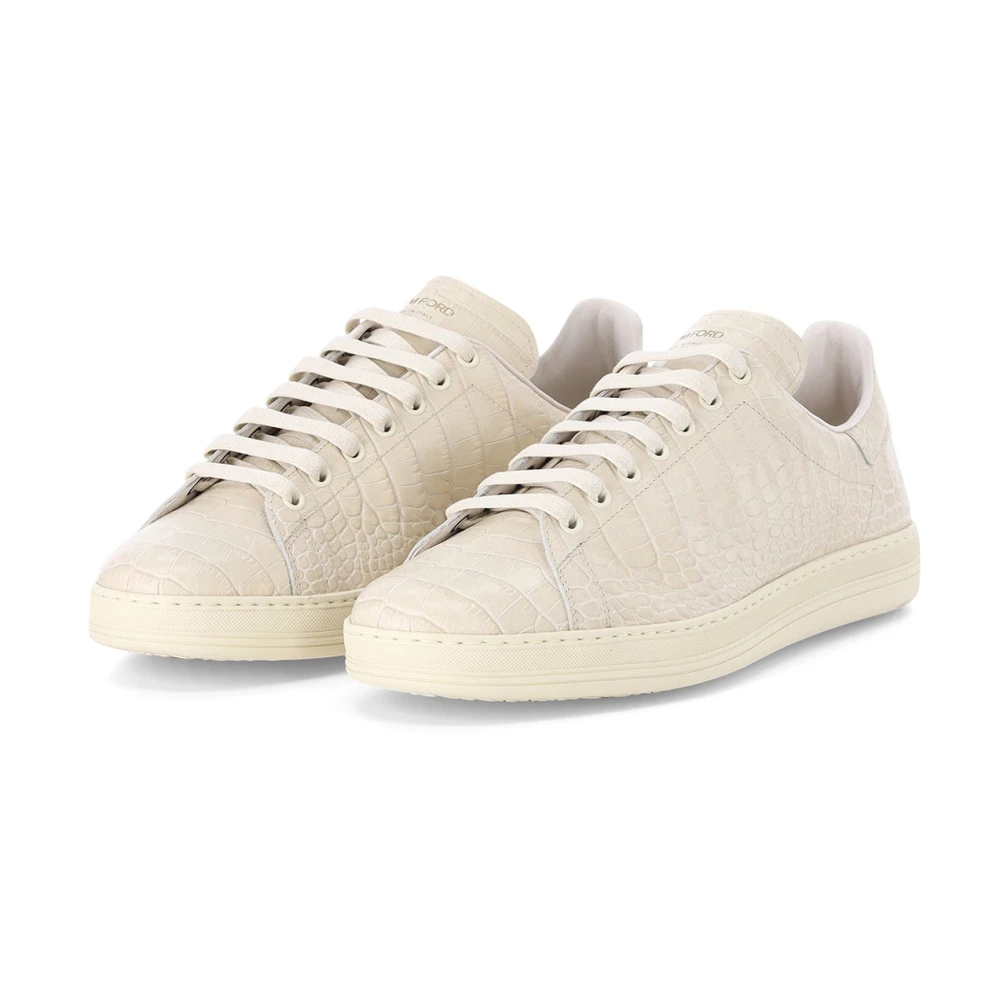 Tom Ford Men's Beige Printed Croc Warwick Sneaker - Sneakers - 11 Uk - Shoes