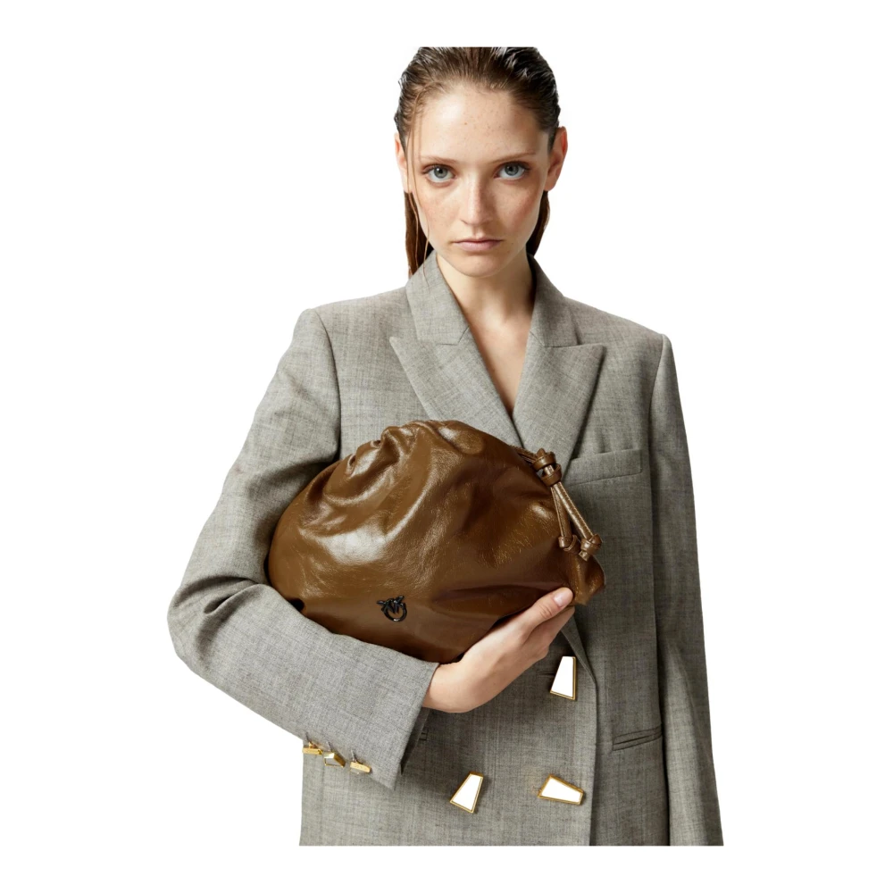 pinko Schoudertas met kettinghandvat in Olijfgroen Green Dames