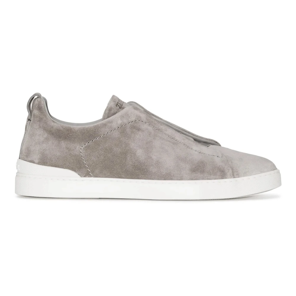 Ermenegildo Zegna Suede Triple Stitch Sneakers Gray Heren