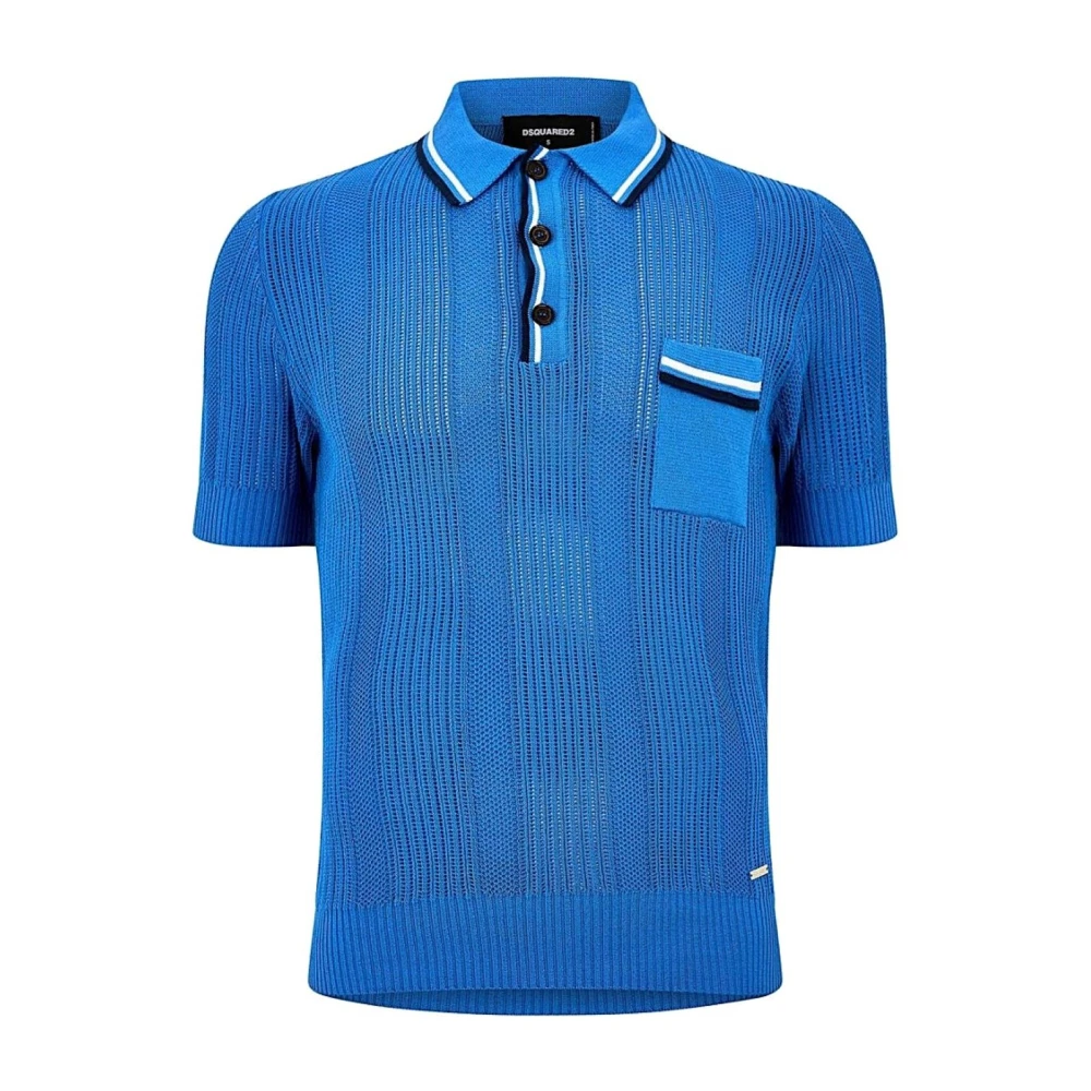 Dsquared2 Men's Blue Polo - Round-Neck Knitwear - L - Knitwear