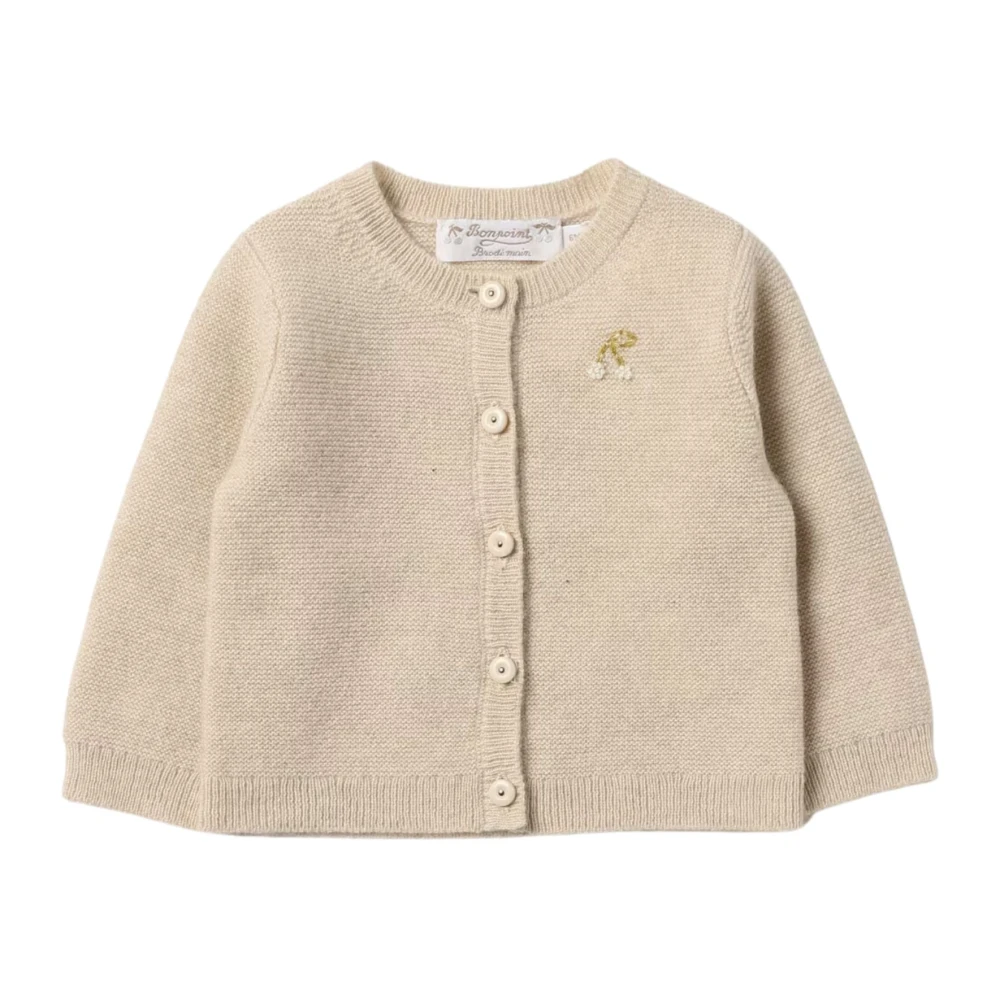 Bonpoint Cashmere Barn Cardigan Beige Sweater Beige, Flicka