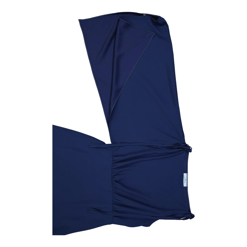 Prada Flared One Sleeve Midi Jurk Blue Dames