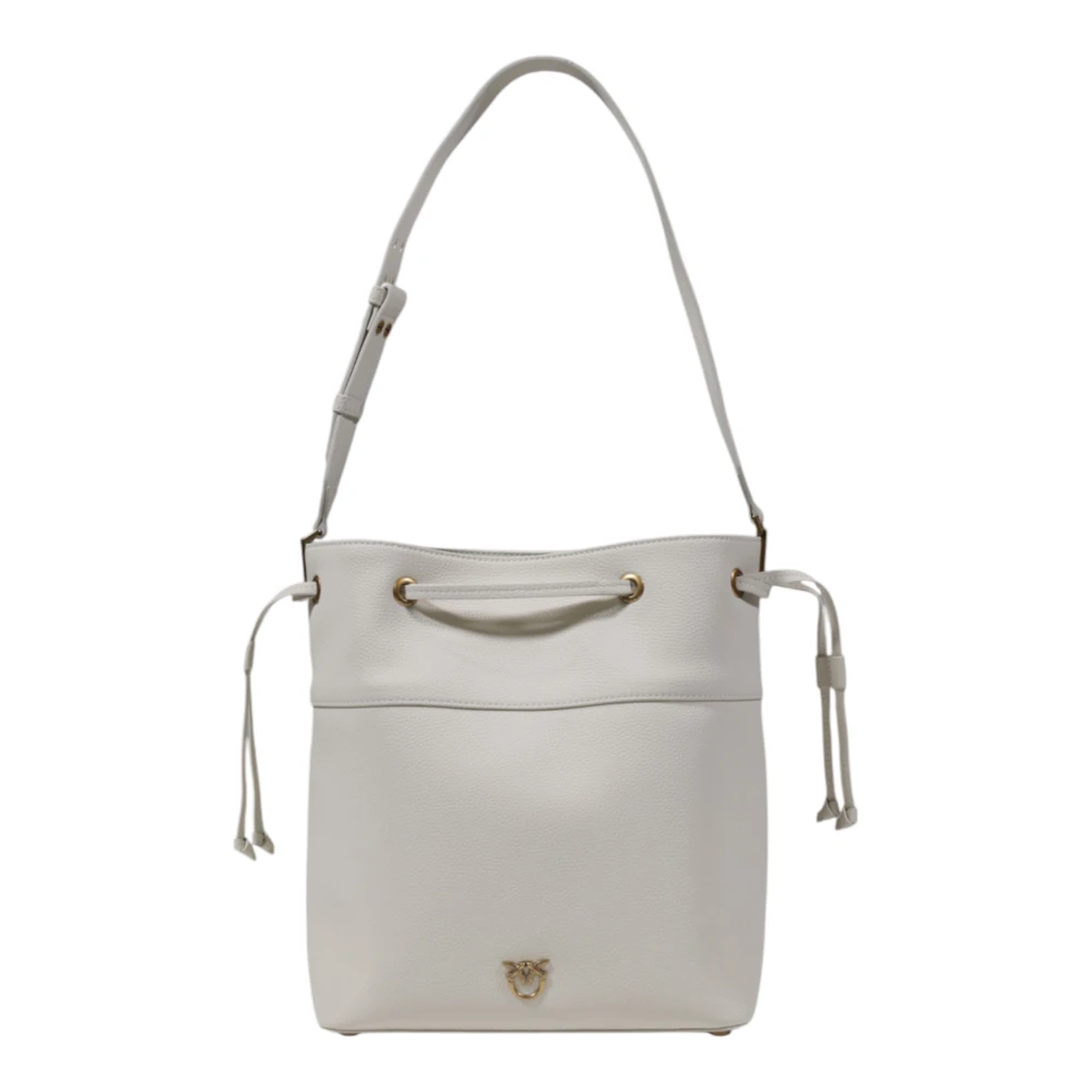 Pinko Women's White Leather Bucket Bag