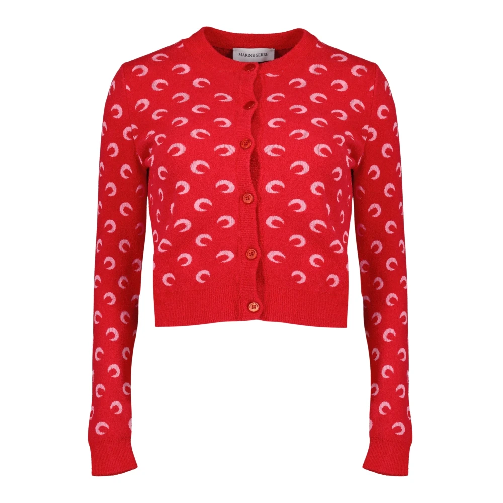 Marine Serre Red Moon Jacquard Bouclette Cardigan - Female - Cardigans - S - Knitwear