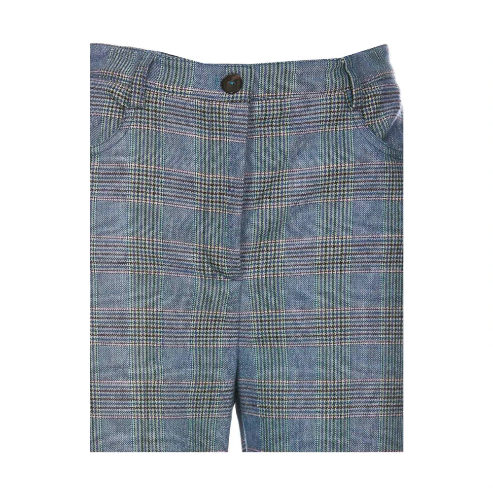 pinko Flare-fit wollen blend broek Prince of Wales Blue Dames